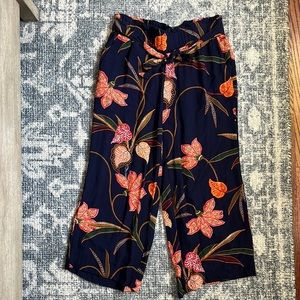 Loft Tie Waist Fluid Wide Leg Crop Pants